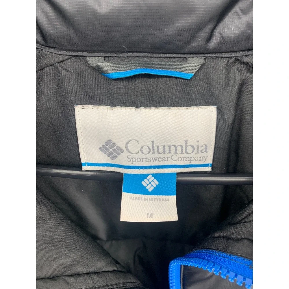 Columbia Black Puffer Jacket Blue Zip Insulated Quilted Coat Mens Sz Medium